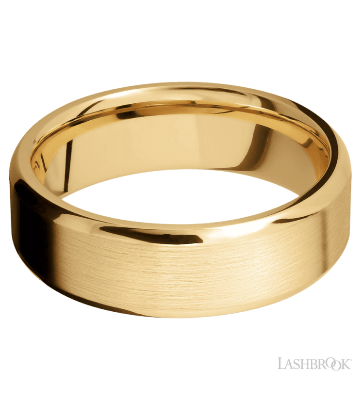 7 mm wide Beveled 10K Yellow Gold band. - Diamonds By Rothschild