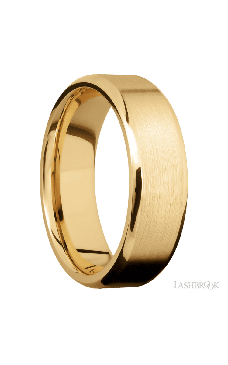 7 mm wide Beveled 10K Yellow Gold band. - Diamonds By Rothschild