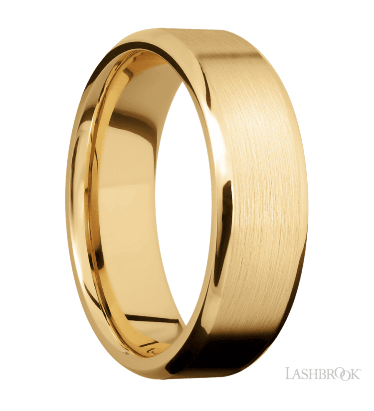 7 mm wide Beveled 10K Yellow Gold band. - Diamonds By Rothschild