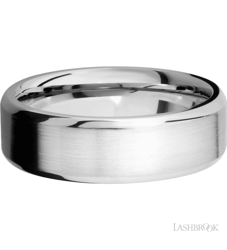 7 mm wide Beveled 14K White Gold band. - Diamonds By Rothschild
