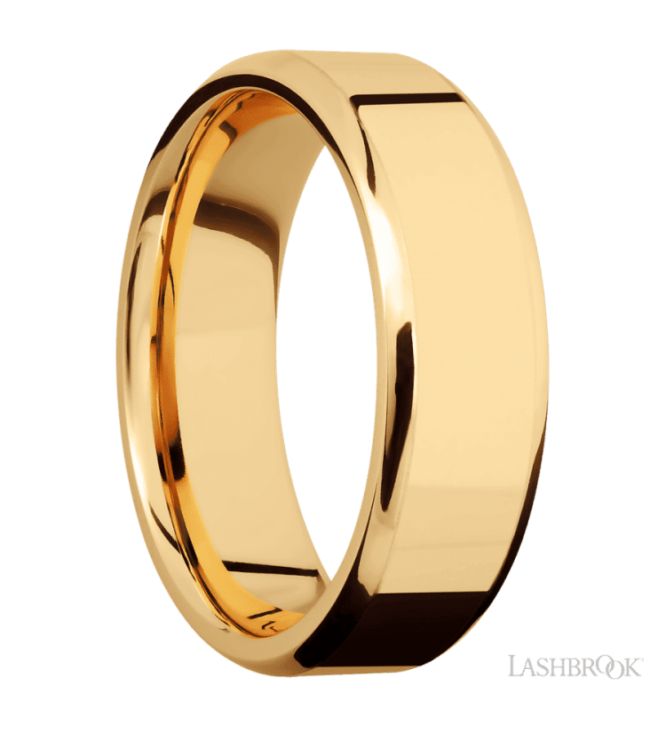 7 mm wide Beveled 14K Yellow Gold band. - Diamonds By Rothschild