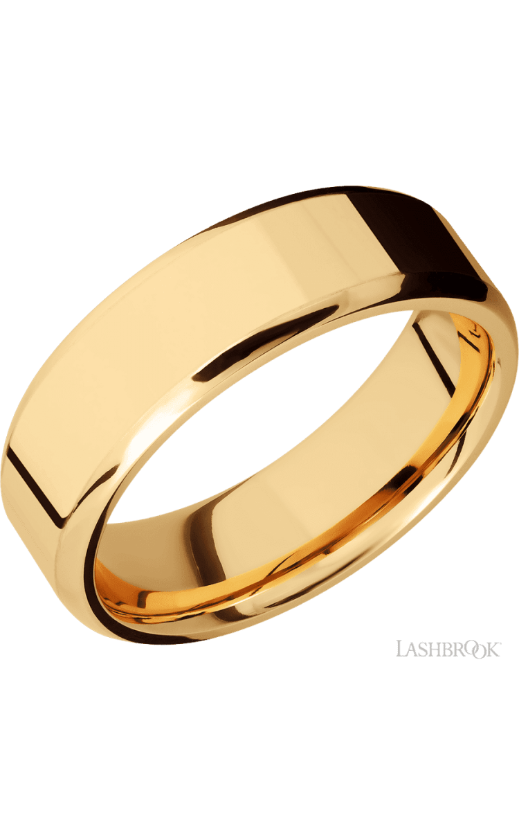 7 mm wide Beveled 14K Yellow Gold band. - Diamonds By Rothschild