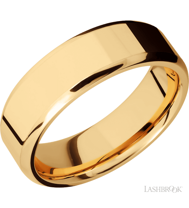 7 mm wide Beveled 14K Yellow Gold band. - Diamonds By Rothschild