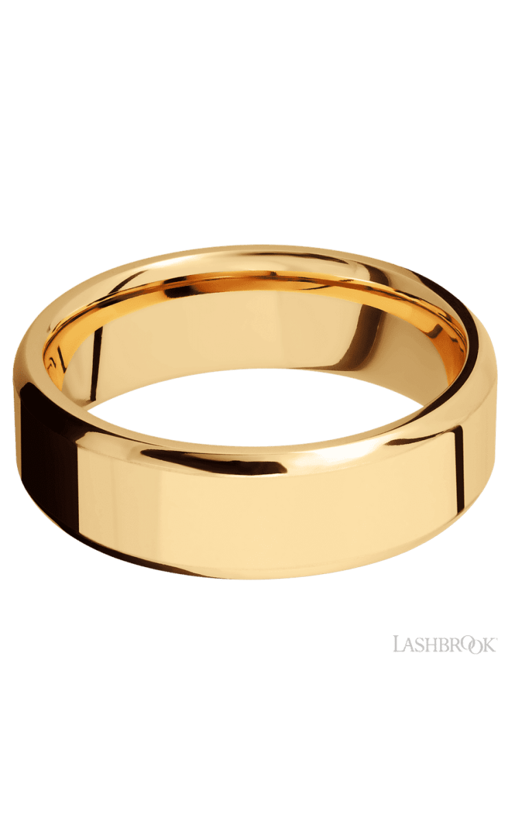 7 mm wide Beveled 14K Yellow Gold band. - Diamonds By Rothschild