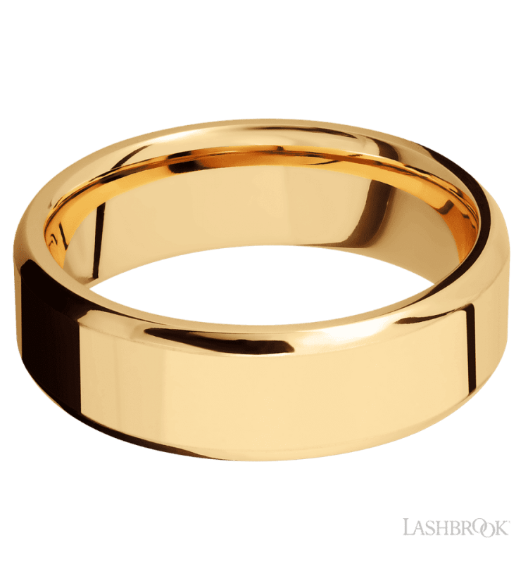 7 mm wide Beveled 14K Yellow Gold band. - Diamonds By Rothschild