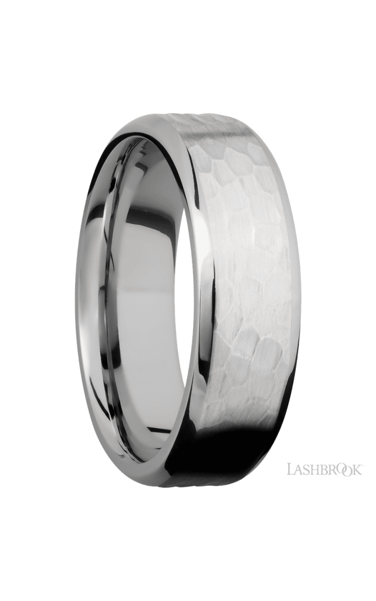 7 mm wide Beveled Cobalt Chrome band. - Diamonds By Rothschild
