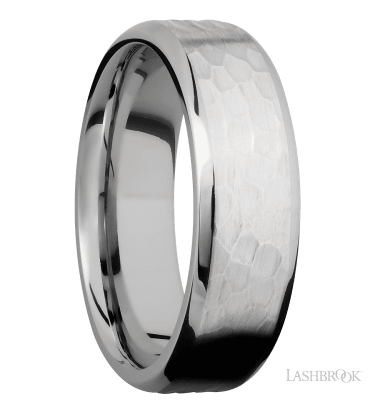 7 mm wide Beveled Cobalt Chrome band. - Diamonds By Rothschild