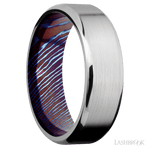 7 mm wide Beveled Cobalt Chrome band featuring a Titanium Damascus sleeve. - Diamonds By Rothschild