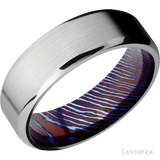 7 mm wide Beveled Cobalt Chrome band featuring a Titanium Damascus sleeve. - Diamonds By Rothschild