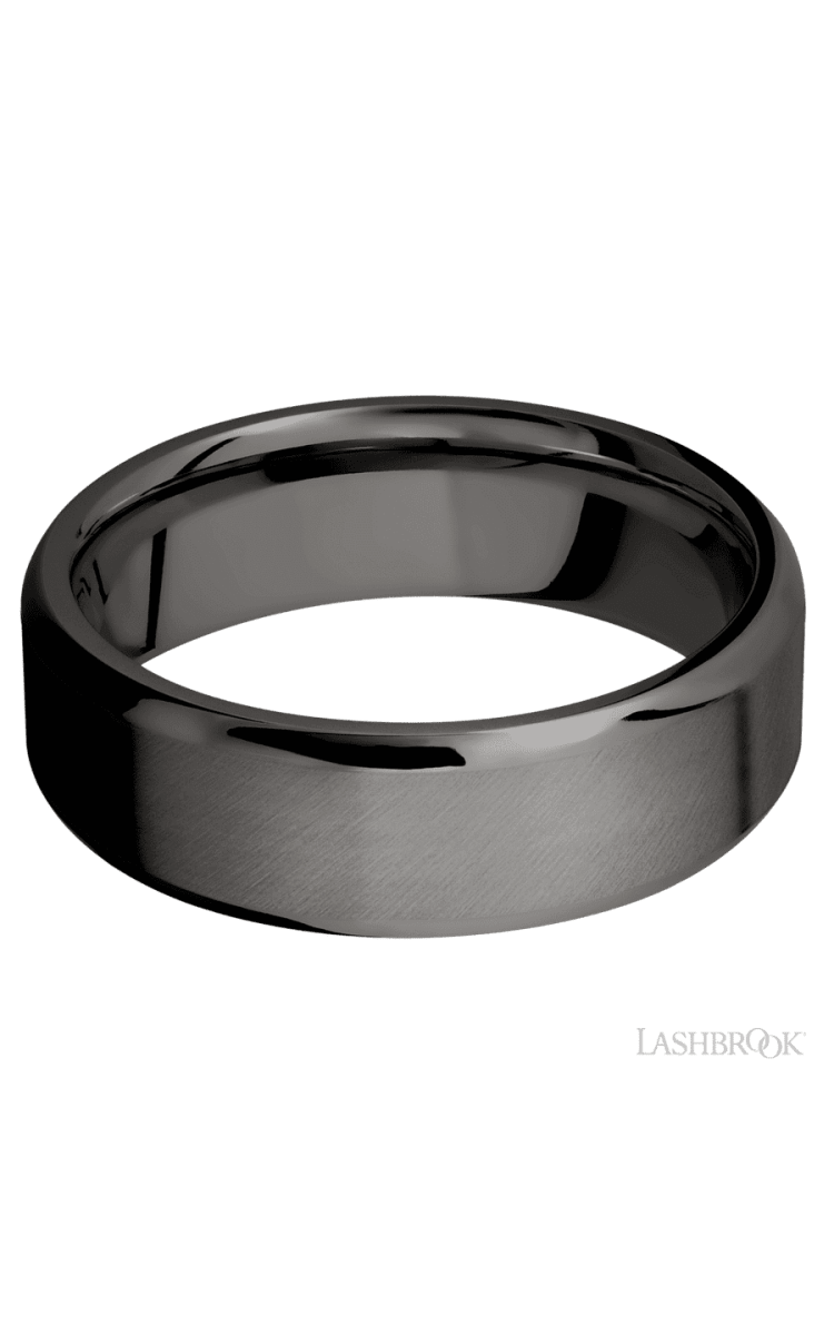 7 mm wide Beveled Tantalum Noir band. - Diamonds By Rothschild