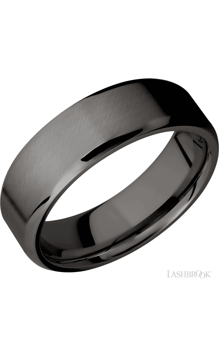 7 mm wide Beveled Tantalum Noir band. - Diamonds By Rothschild