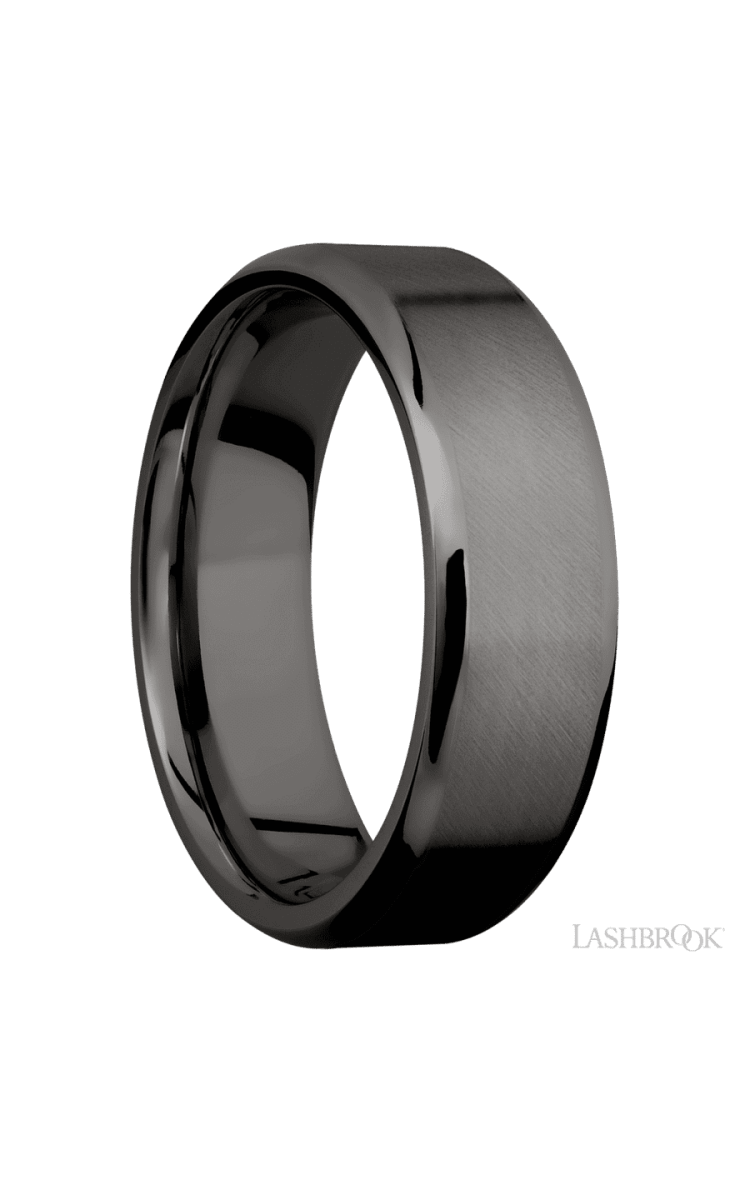 7 mm wide Beveled Tantalum Noir band. - Diamonds By Rothschild