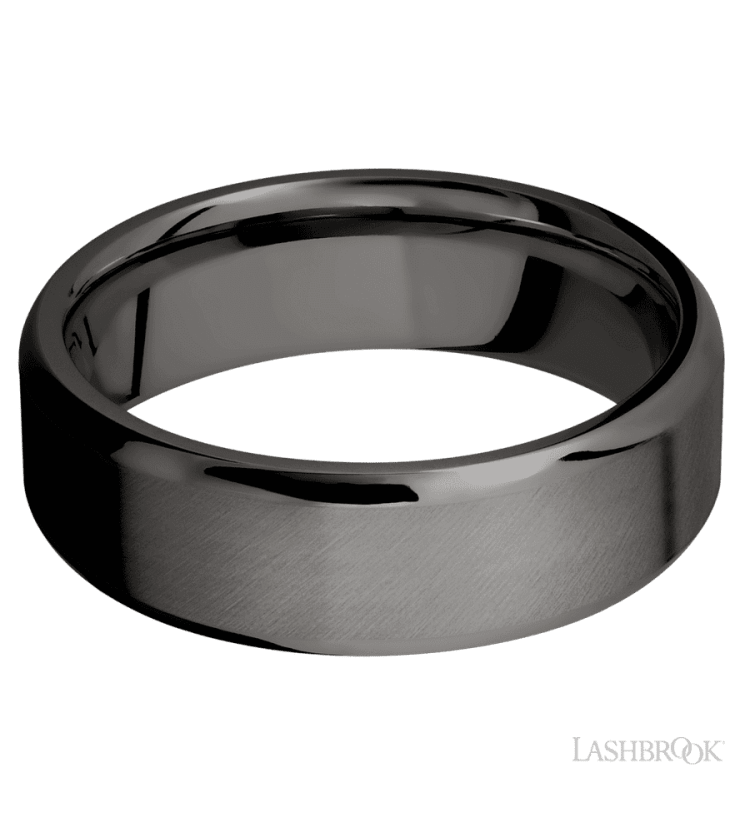 7 mm wide Beveled Tantalum Noir band. - Diamonds By Rothschild