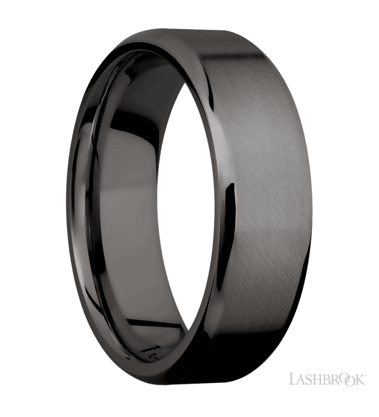 7 mm wide Beveled Tantalum Noir band. - Diamonds By Rothschild
