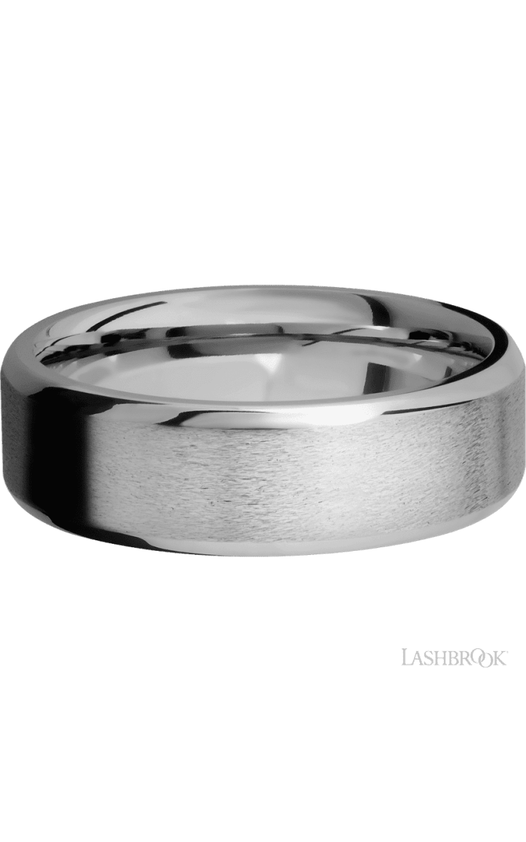 7 mm wide Beveled Titanium band. - Diamonds By Rothschild