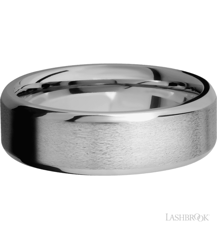 7 mm wide Beveled Titanium band. - Diamonds By Rothschild