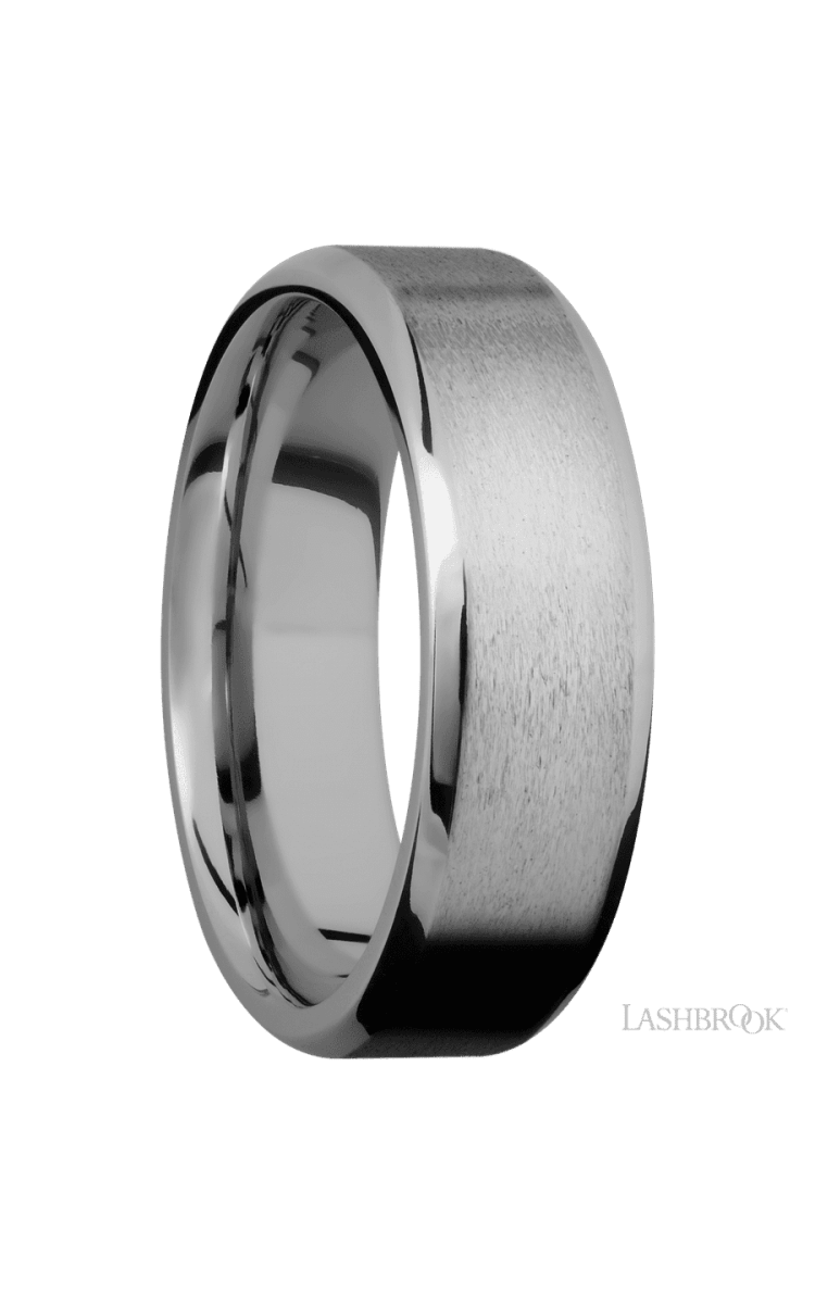 7 mm wide Beveled Titanium band. - Diamonds By Rothschild