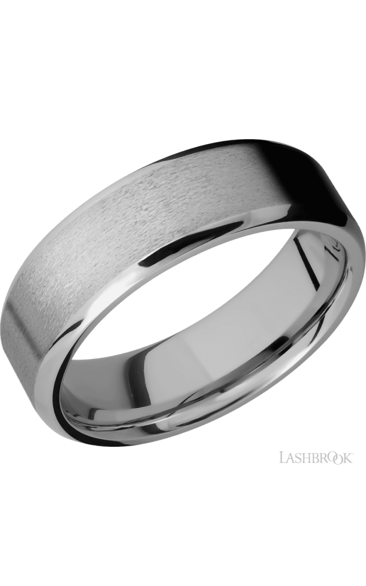 7 mm wide Beveled Titanium band. - Diamonds By Rothschild