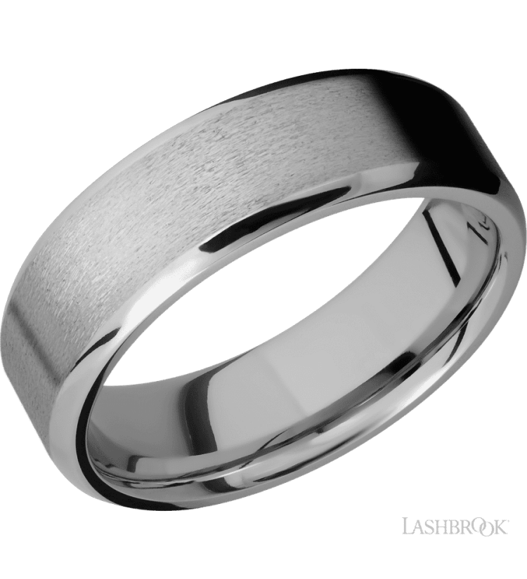 7 mm wide Beveled Titanium band. - Diamonds By Rothschild