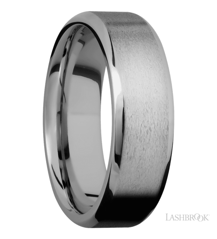 7 mm wide Beveled Titanium band. - Diamonds By Rothschild