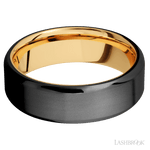 7 mm wide Beveled Zirconium band featuring a 14K Yellow Gold sleeve. - Diamonds By Rothschild