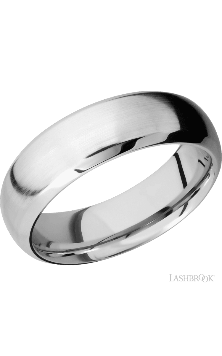7 mm wide Domed Bevel 14K White Gold band. - Diamonds By Rothschild