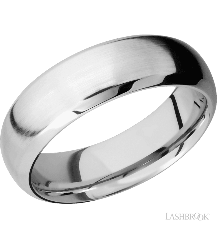 7 mm wide Domed Bevel 14K White Gold band. - Diamonds By Rothschild