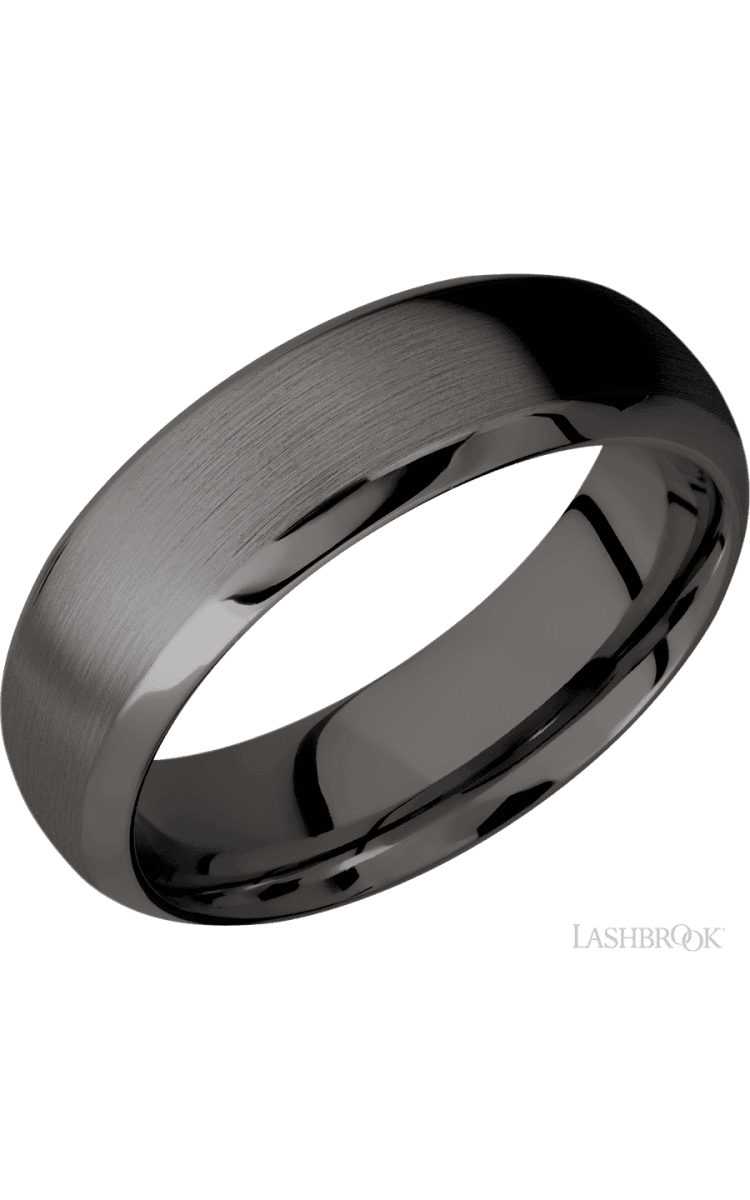 7 mm wide Domed Bevel Tantalum Noir band. - Diamonds By Rothschild