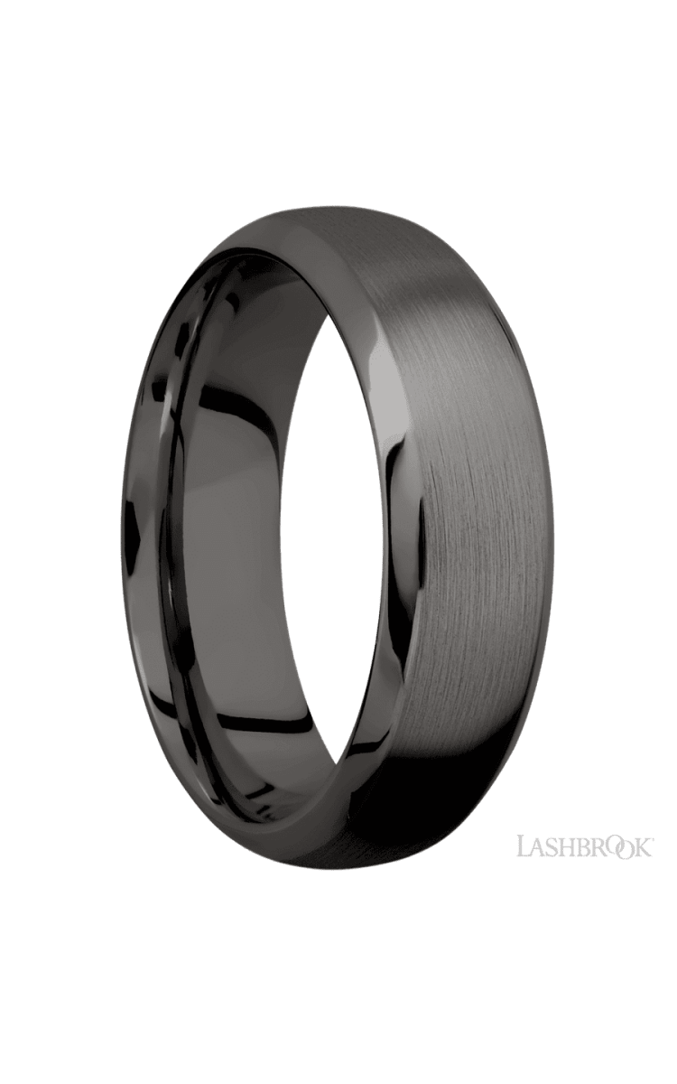 7 mm wide Domed Bevel Tantalum Noir band. - Diamonds By Rothschild