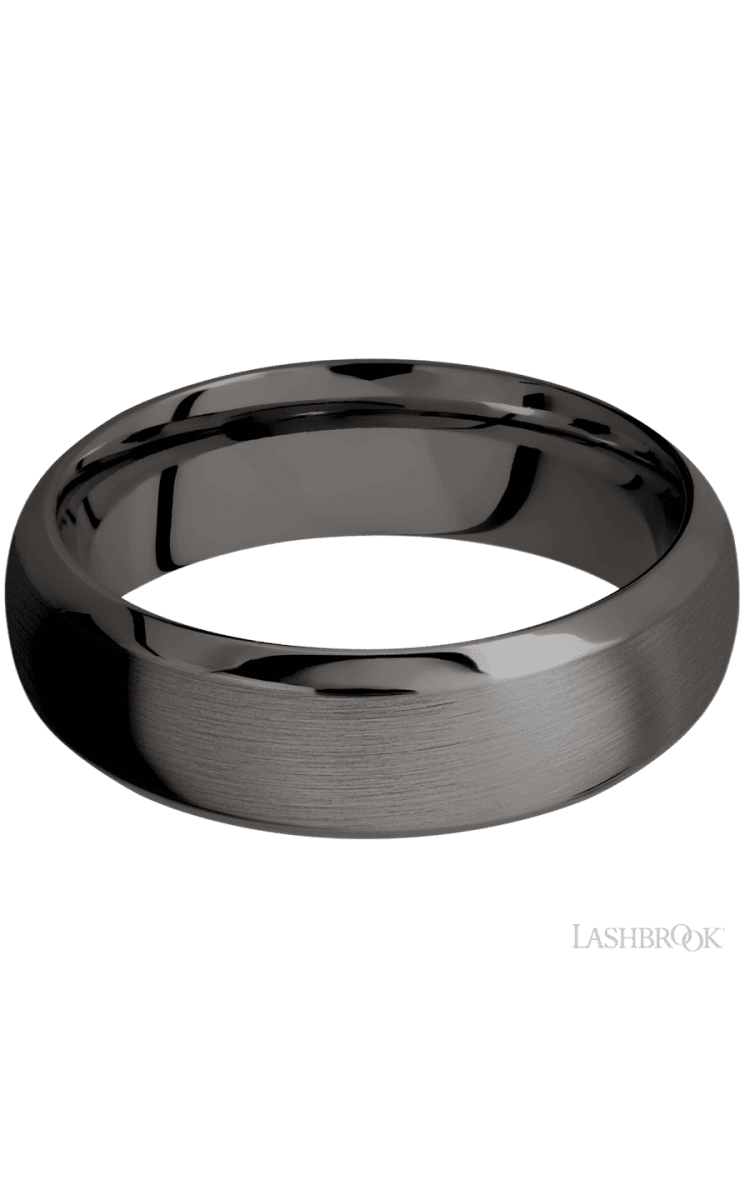 7 mm wide Domed Bevel Tantalum Noir band. - Diamonds By Rothschild