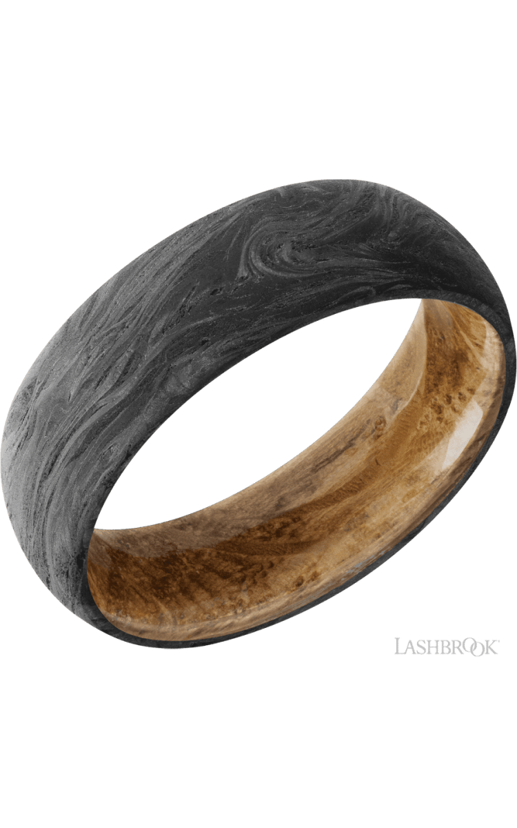 7 mm wide Domed Forged Carbon Fiber band featuring a Whiskey Barrel sleeve. - Diamonds By Rothschild