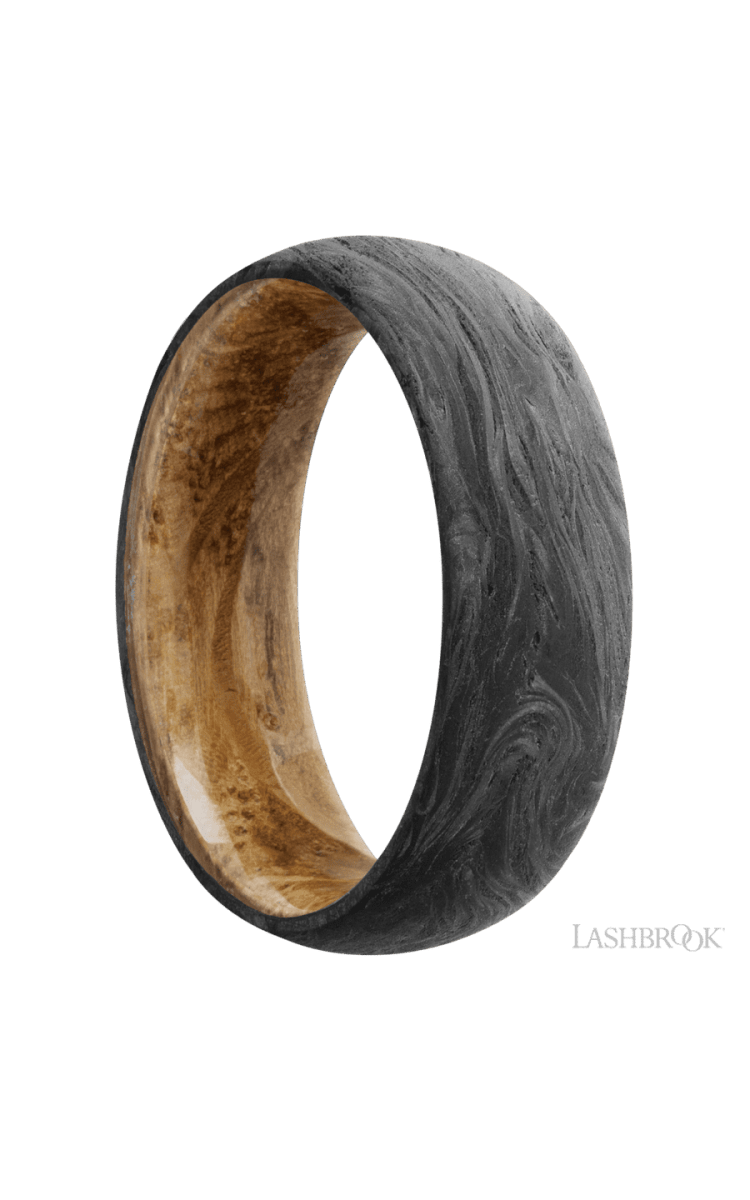 7 mm wide Domed Forged Carbon Fiber band featuring a Whiskey Barrel sleeve. - Diamonds By Rothschild