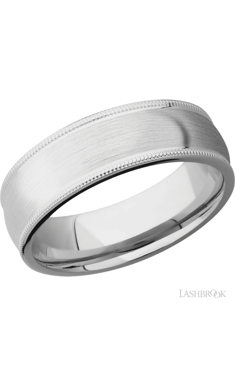 7 mm wide Domed Milgrain Edges Cobalt Chrome band. - Diamonds By Rothschild