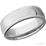 7 mm wide Domed Milgrain Edges Cobalt Chrome band. - Diamonds By Rothschild