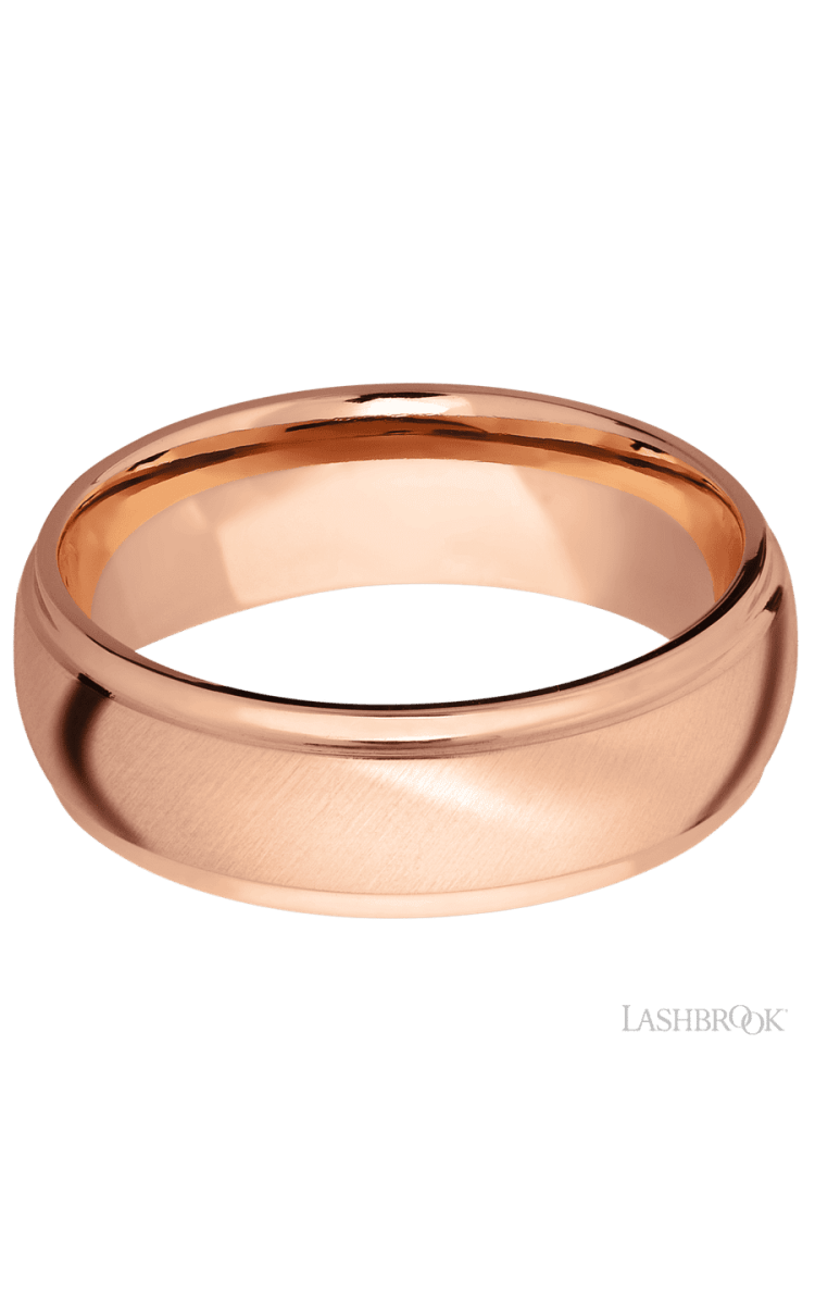 7 mm wide Domed Stepped Down Edges 14K Rose Gold band. - Diamonds By Rothschild