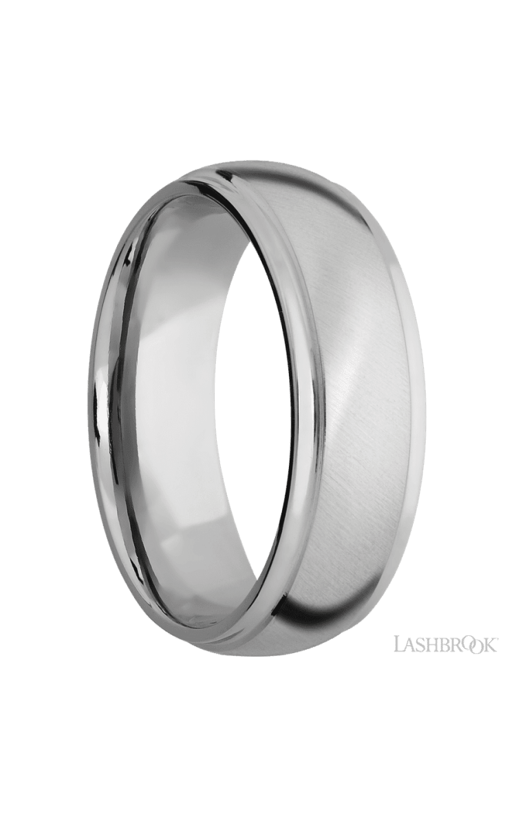 7 mm wide Domed Stepped Down Edges 14K White Gold band. - Diamonds By Rothschild