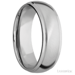 7 mm wide Domed Stepped Down Edges 14K White Gold band. - Diamonds By Rothschild