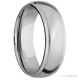 7 mm wide Domed Stepped Down Edges 14K White Gold band. - Diamonds By Rothschild