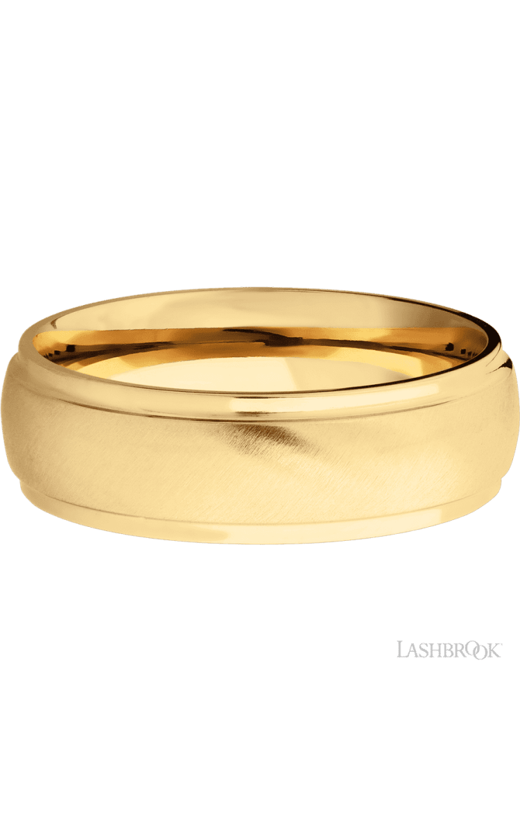 7 mm wide Domed Stepped Down Edges 14K Yellow Gold band. - Diamonds By Rothschild