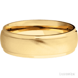 7 mm wide Domed Stepped Down Edges 14K Yellow Gold band. - Diamonds By Rothschild