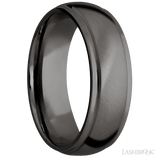 7 mm wide Domed Stepped Down Edges Tantalum Noir band. - Diamonds By Rothschild