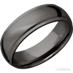7 mm wide Domed Stepped Down Edges Tantalum Noir band. - Diamonds By Rothschild