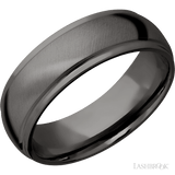 7 mm wide Domed Stepped Down Edges Tantalum Noir band. - Diamonds By Rothschild