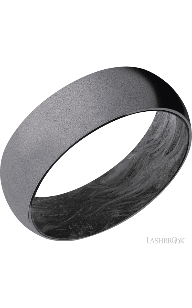 7 mm wide Domed Tantalum band featuring a Forged Carbon Fiber sleeve. - Diamonds By Rothschild