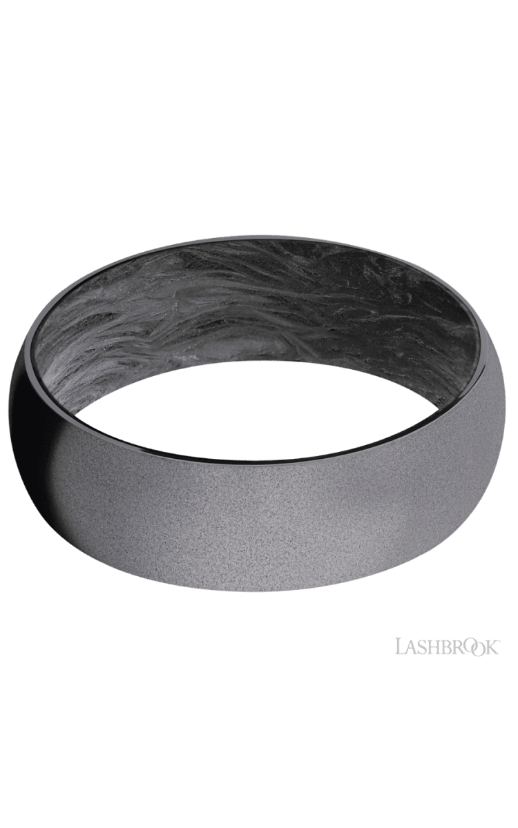 7 mm wide Domed Tantalum band featuring a Forged Carbon Fiber sleeve. - Diamonds By Rothschild