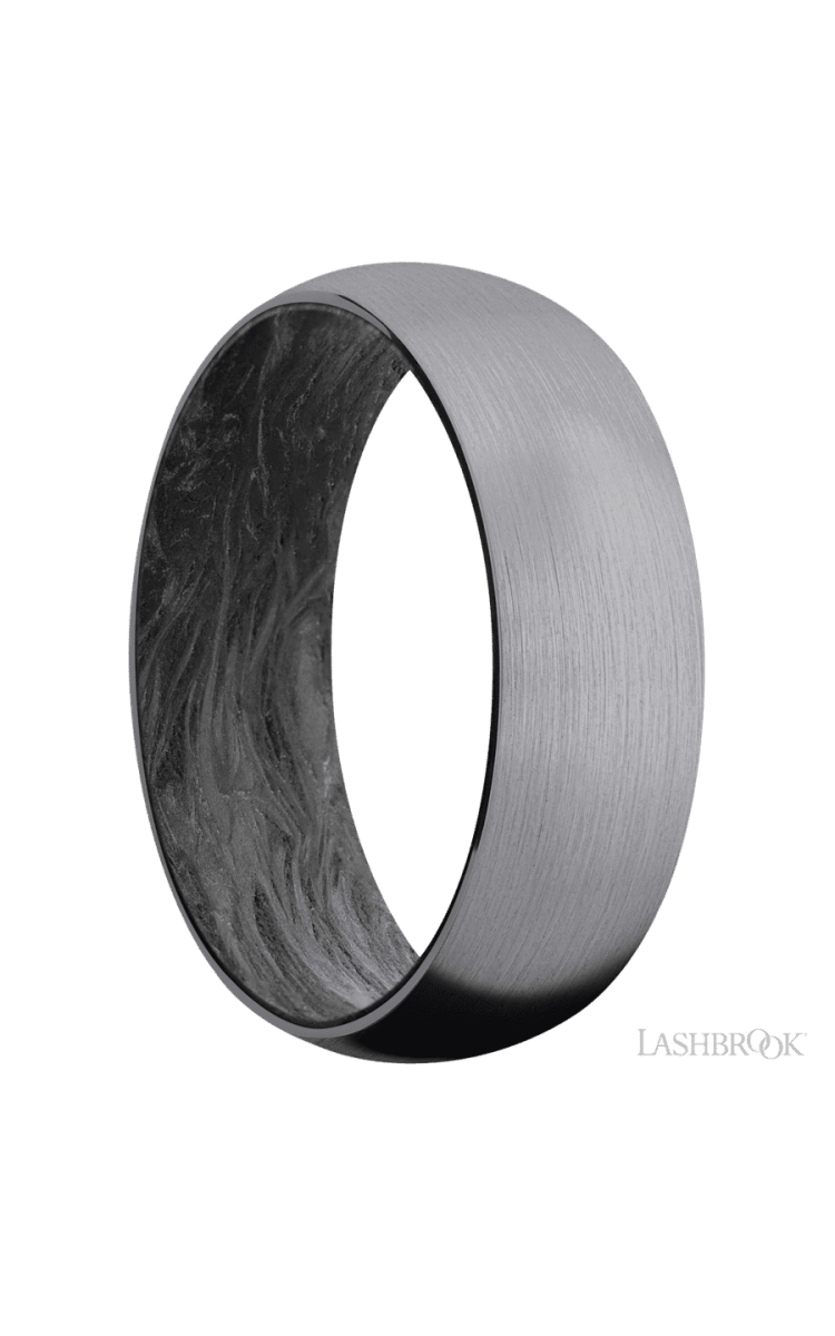 7 mm wide Domed Tantalum band featuring a Forged Carbon Fiber sleeve. - Diamonds By Rothschild