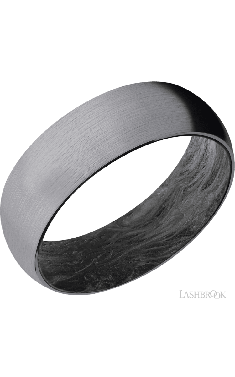 7 mm wide Domed Tantalum band featuring a Forged Carbon Fiber sleeve. - Diamonds By Rothschild