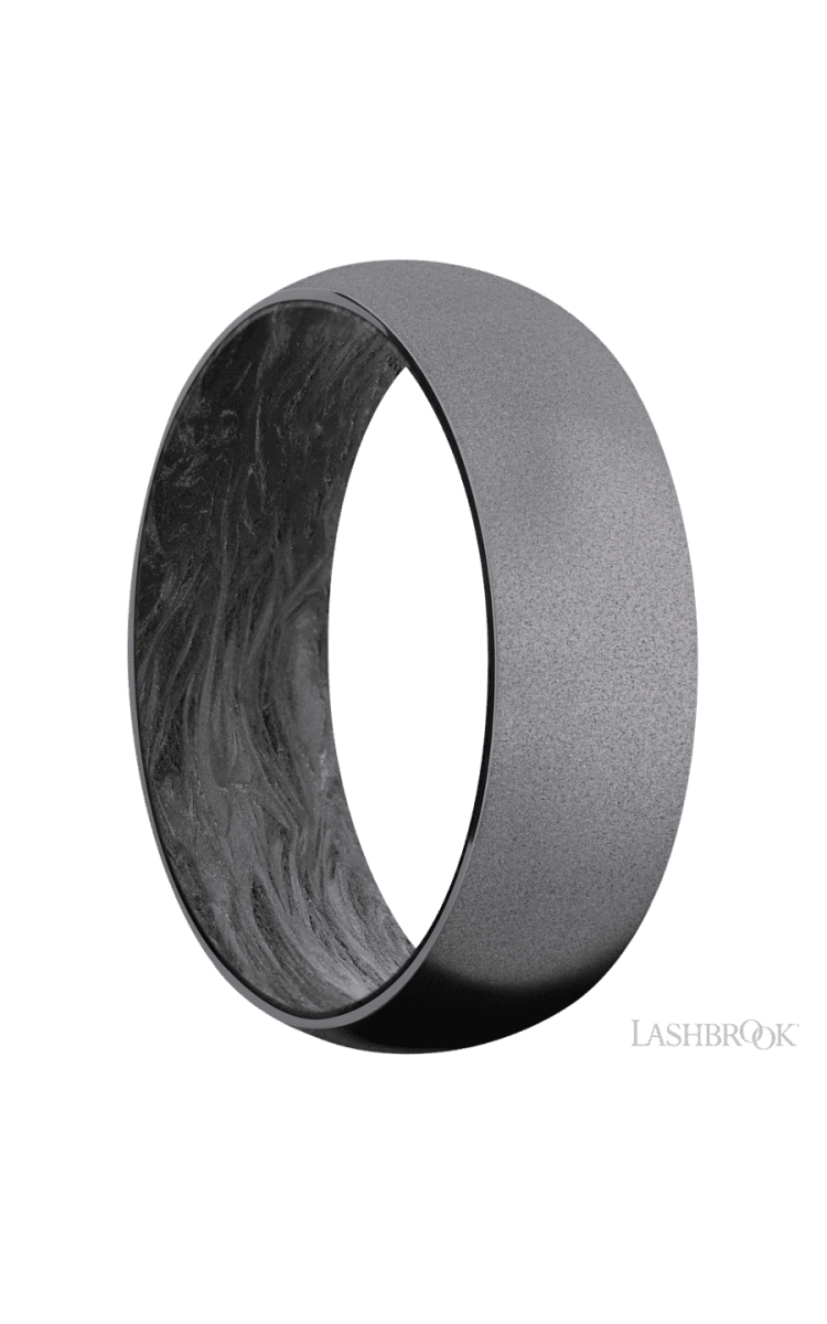 7 mm wide Domed Tantalum band featuring a Forged Carbon Fiber sleeve. - Diamonds By Rothschild