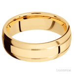 7 mm wide Domed with two accent grooves 14K Yellow Gold band. - Diamonds By Rothschild