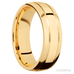 7 mm wide Domed with two accent grooves 14K Yellow Gold band. - Diamonds By Rothschild